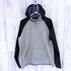 Nike Women’s Dri-Fit Drawstring Hoodie In Gray/Black/Purple Trim Size XL